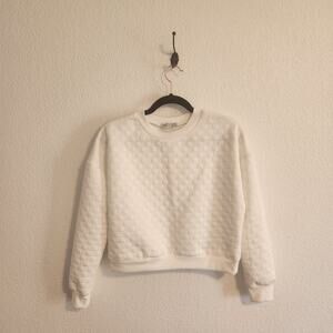 Paper Crane Women's XS White Quilted Long‎ Sleeve Sweater New